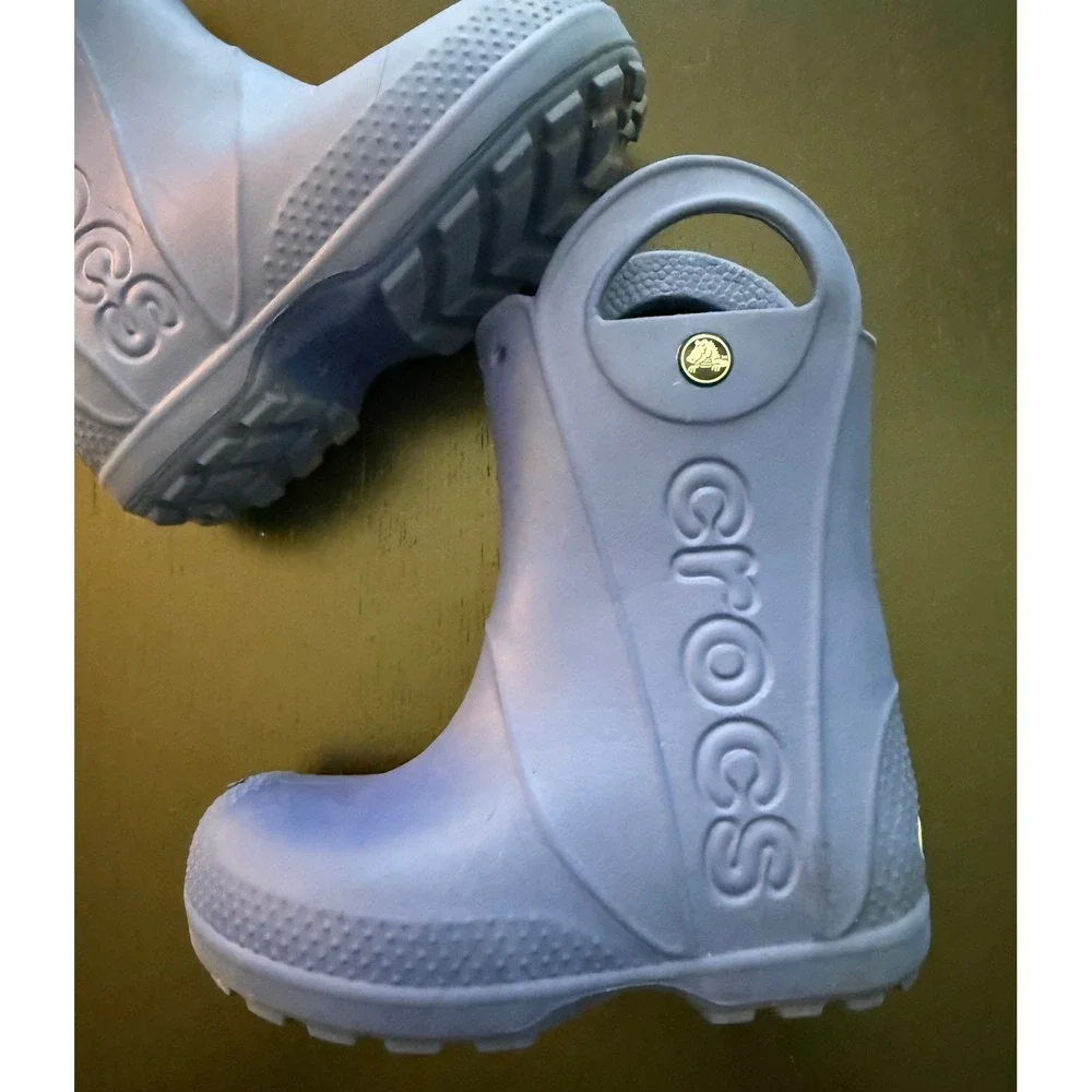 CROCS Little Kid Handle It Rain Boot Size C9 Blue Easy On/Off Waterproof Pull-On